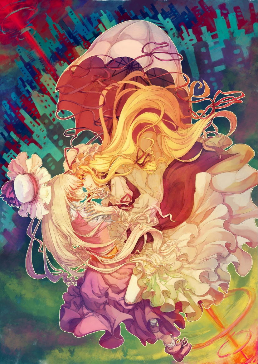 yakumo yukari and watatsuki no toyohime (touhou) drawn by kongji