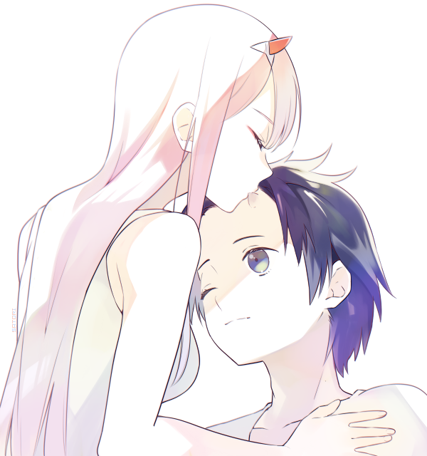 zero two and hiro (darling in the franxx) drawn by o0str0o