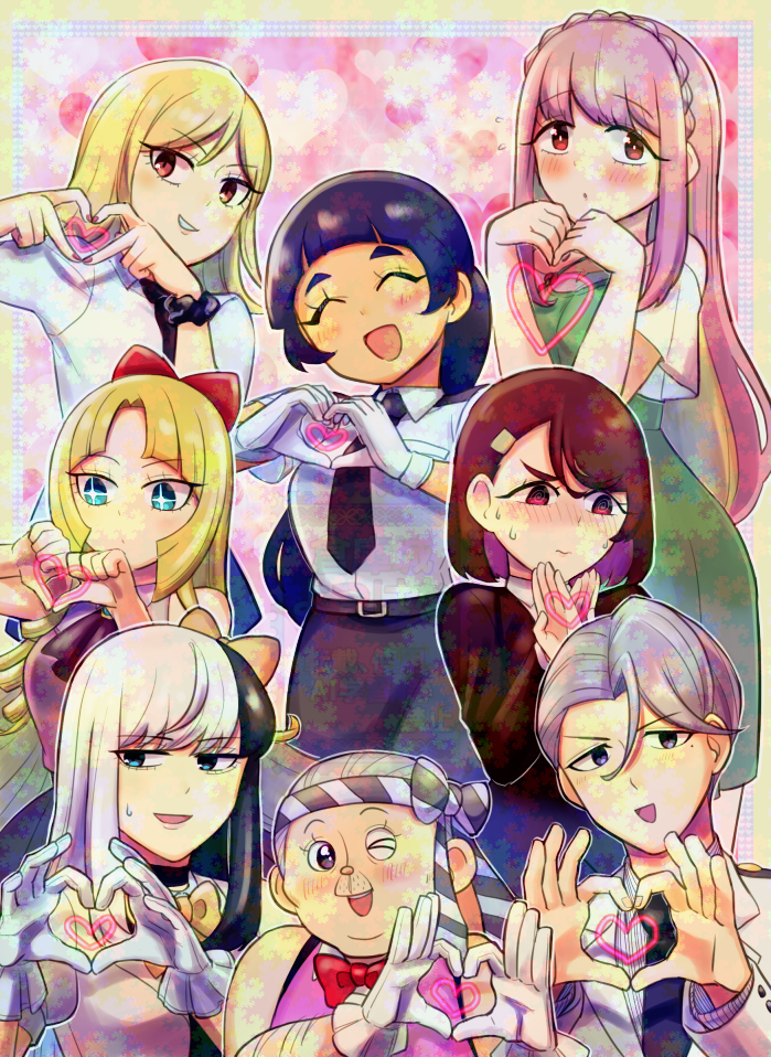 ippongi nao, choujou meguru, inukai yuki, hossan, kenzaki erika, and 3 more (choujun! choujou senpai) drawn by yotuhana86