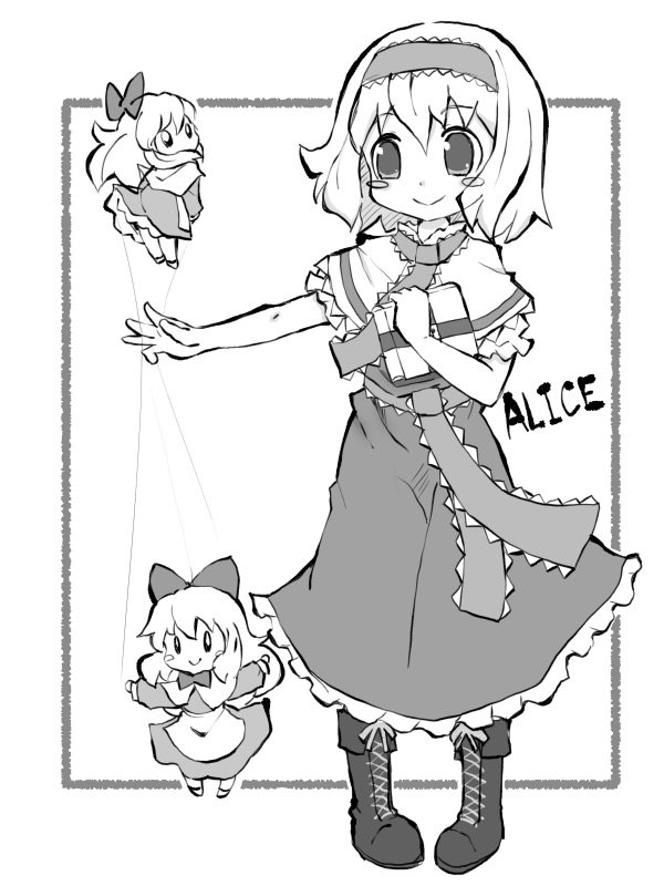 alice margatroid, shanghai doll, and hourai doll (touhou) drawn by zubatto_(makoto)