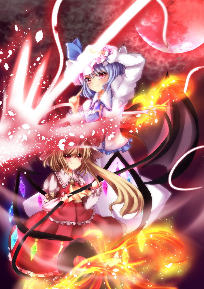 remilia scarlet and flandre scarlet (touhou) drawn by no_eru