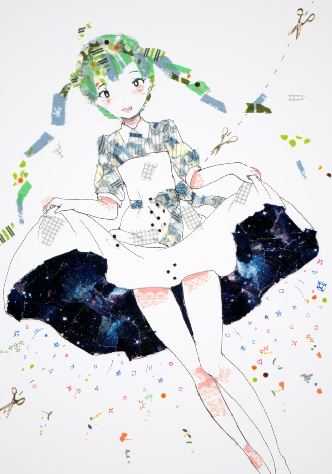 hatsune miku (vocaloid and 1 more) drawn by yua_(mokamoka9103)