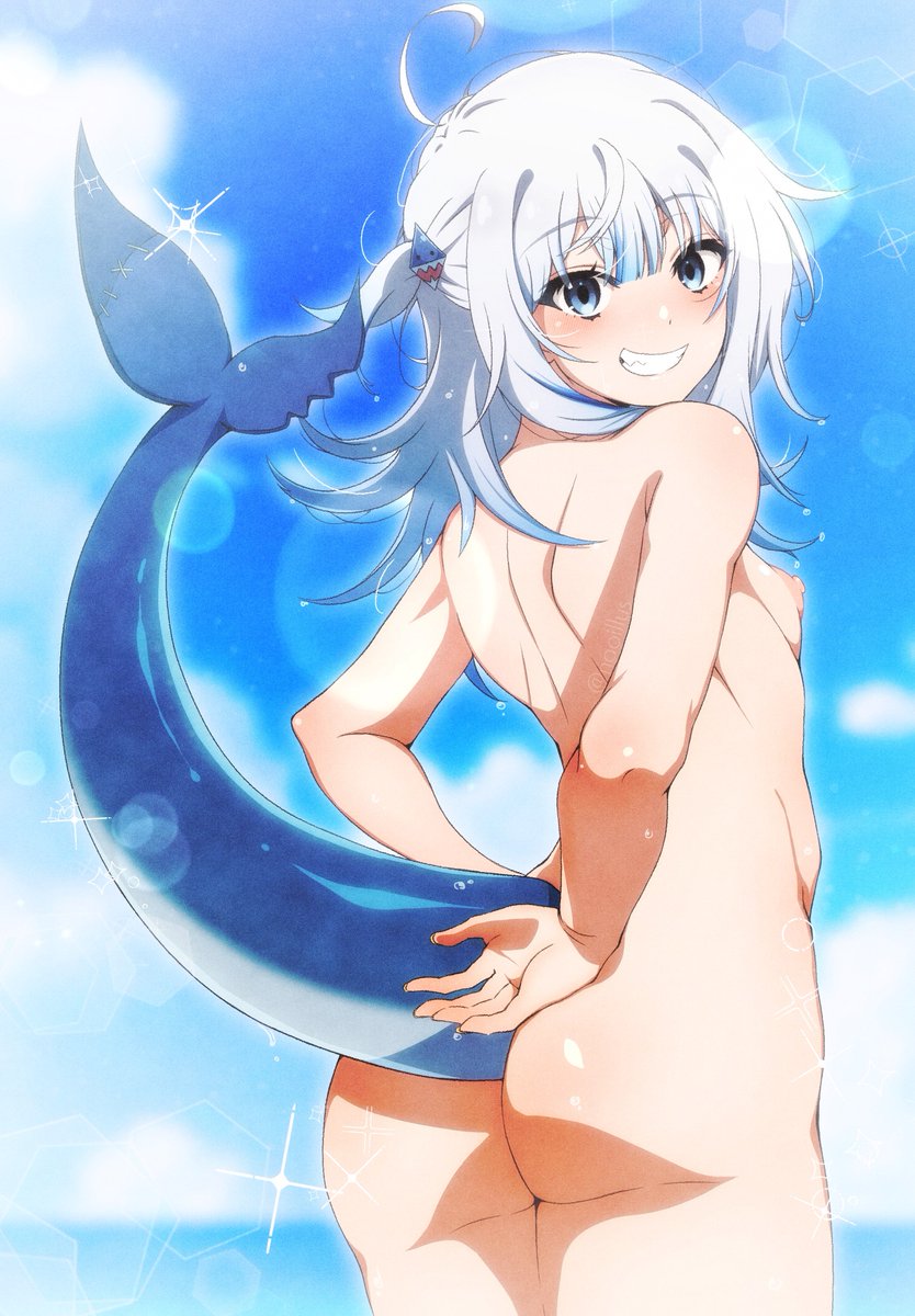 gawr gura (hololive and 1 more) drawn by naoillus