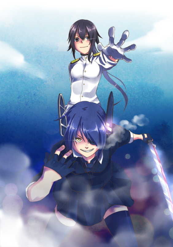 tenryuu and female admiral (kantai collection) drawn by huleito
