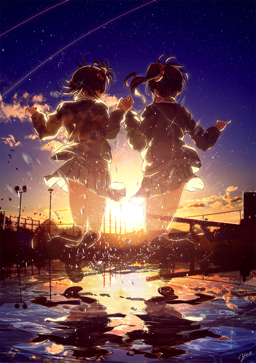 futami mami and futami ami (idolmaster) drawn by yae_(mono110)