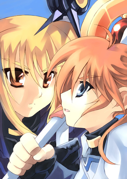 fate testarossa, takamachi nanoha, raising heart, and bardiche (lyrical nanoha and 1 more)
