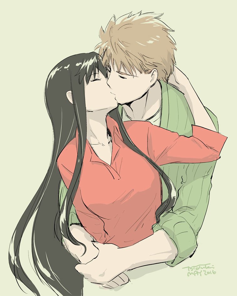 tohsaka rin and emiya shirou (fate and 2 more) drawn by iida_toyoyuki