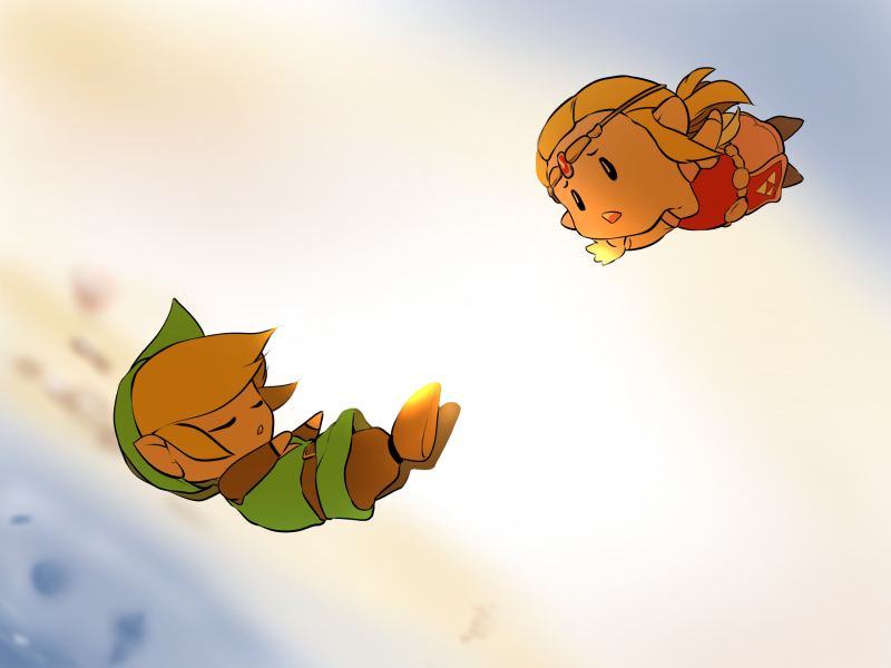 link and princess zelda (the legend of zelda and 2 more) drawn by bonjiri_negima