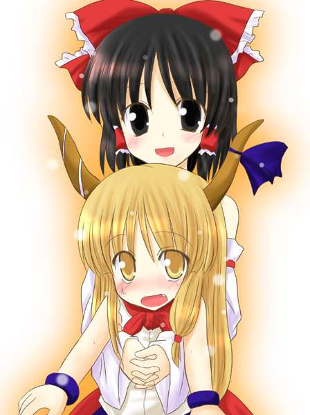 hakurei reimu and ibuki suika (touhou) drawn by kazami_ruku