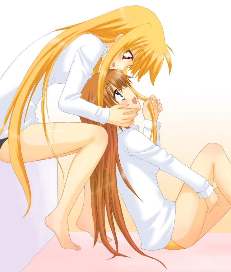 fate testarossa and takamachi nanoha (lyrical nanoha and 1 more) drawn by saki_chisuzu
