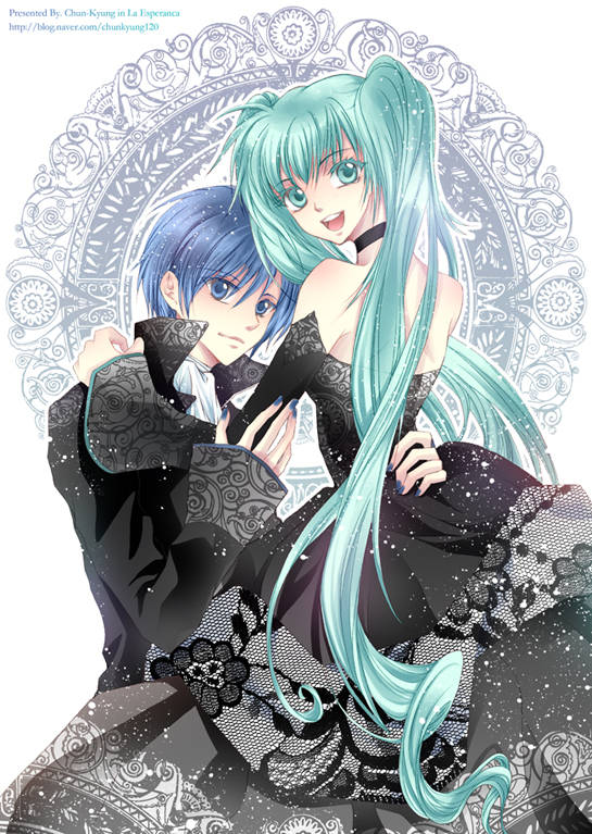 hatsune miku and kaito (vocaloid and 1 more) drawn by tenkei