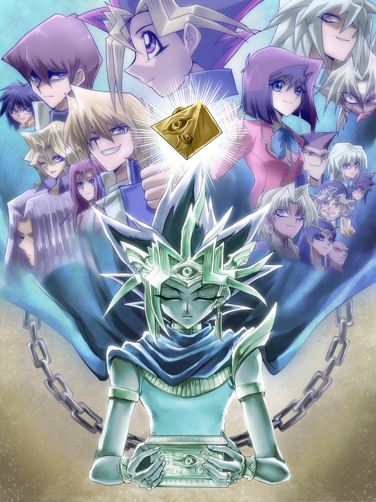 muto yugi, kaiba seto, mazaki anzu, jonouchi katsuya, atem, and 13 more (yu-gi-oh! and 1 more) drawn by raijin-bh