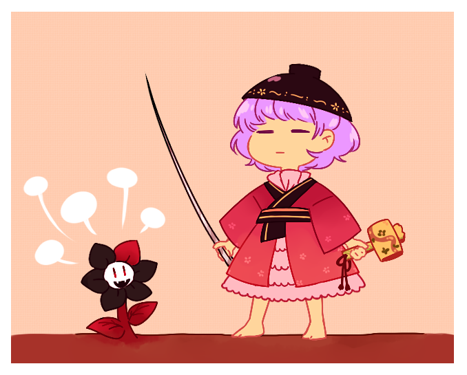 kijin seija, sukuna shinmyoumaru, frisk, and flowey (touhou and 1 more) drawn by nekolina