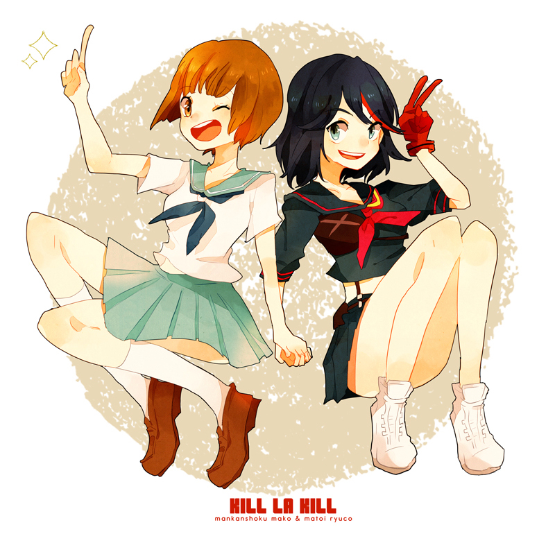 matoi ryuuko, senketsu, and mankanshoku mako (kill la kill) drawn by conoha