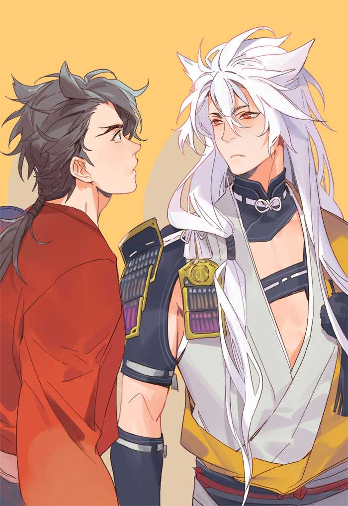 kogitsunemaru and mutsu-no-kami yoshiyuki (touken ranbu) drawn by naked_cat