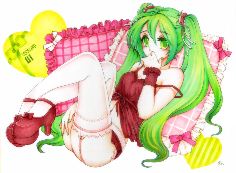 hatsune miku (vocaloid) drawn by gon_(sude_ni_teokure)