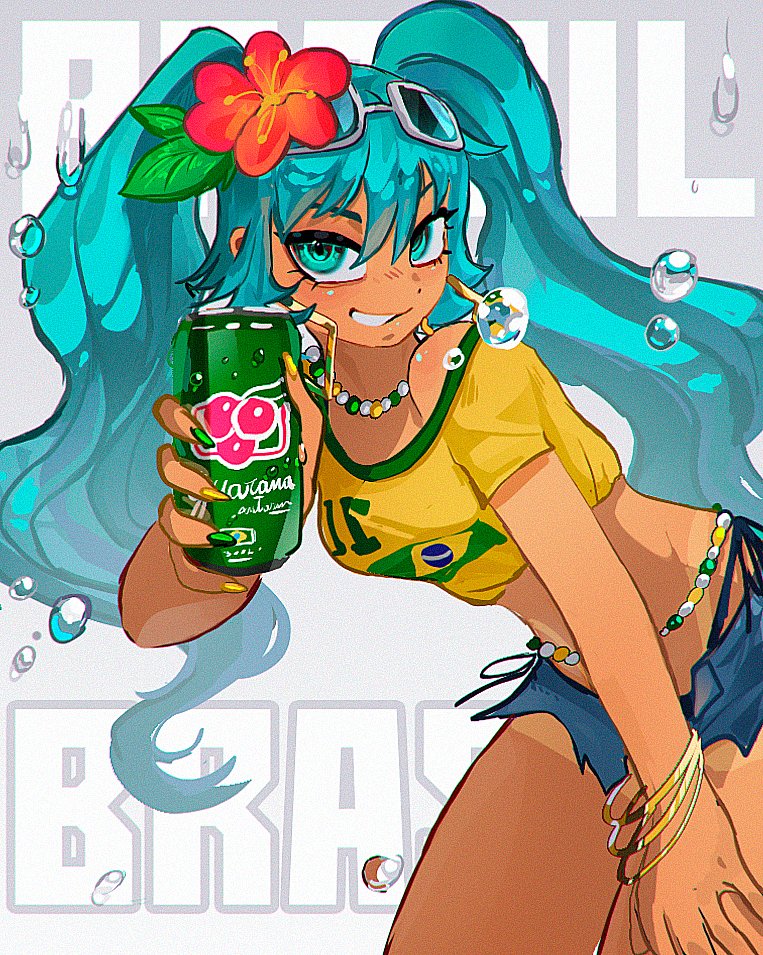 hatsune miku and brazilian miku (vocaloid) drawn by sainnetry