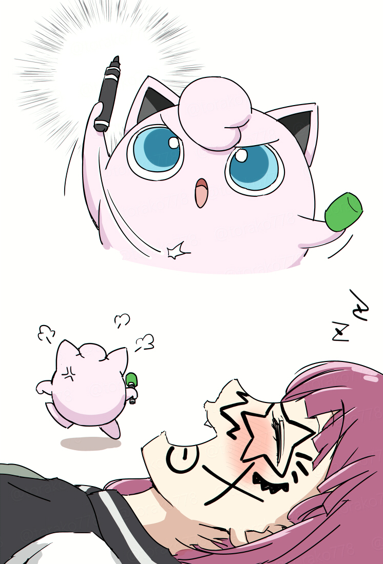 hiroi kikuri and jigglypuff (pokemon and 1 more) drawn by torako_(toramaru)