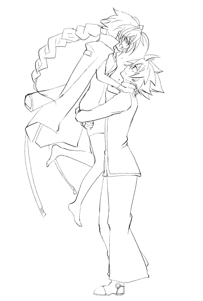 ragna the bloodedge and nu-13 (blazblue) drawn by kuro_yuzu
