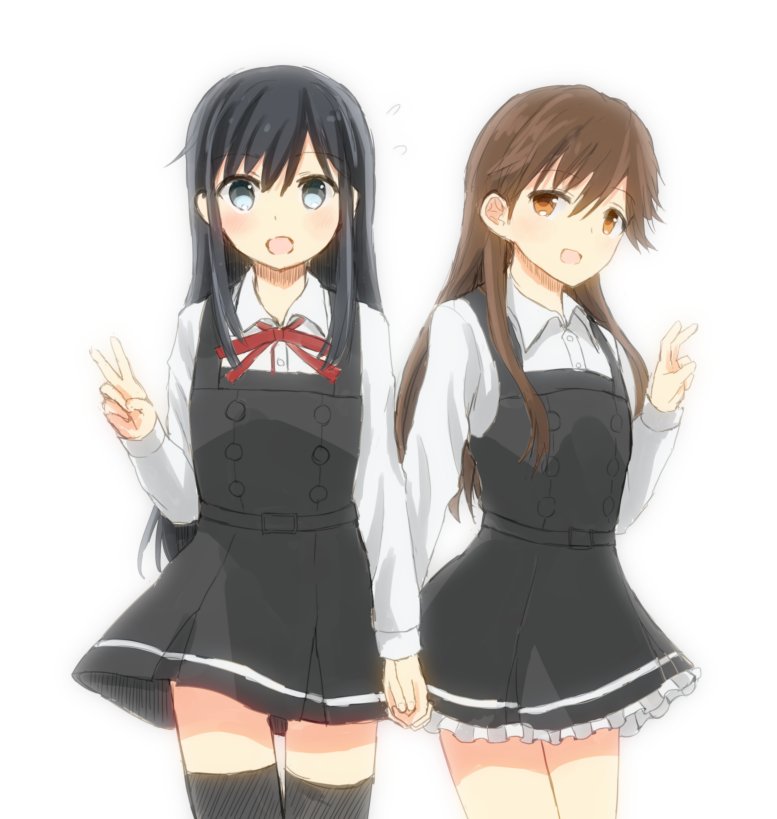 asashio, asashio kai ni, arashio, and arashio kai ni (kantai collection) drawn by usagikoya