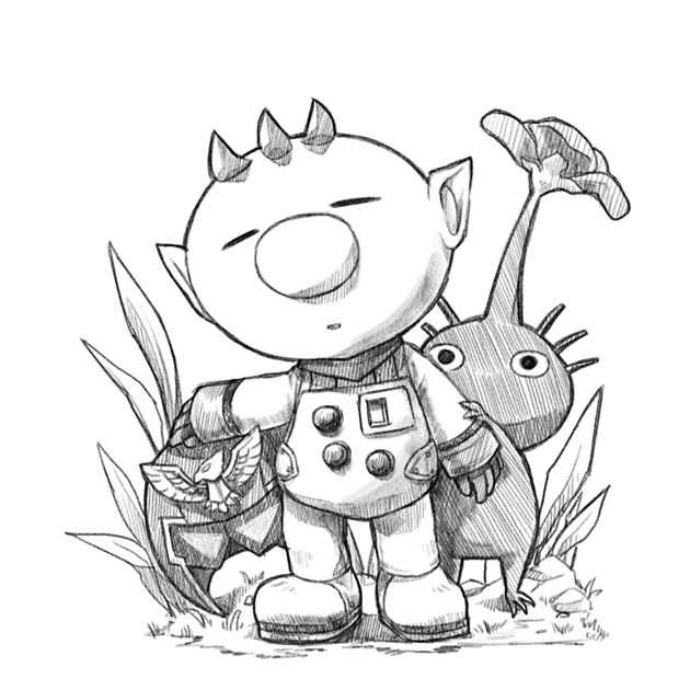 olimar and purple pikmin (pikmin and 1 more) drawn by naru_(wish_field)