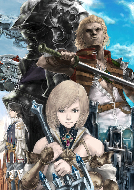 ashelia b'nargin dalmasca, basch fon ronsenburg, larsa ferrinas solidor, and gabranth (final fantasy and 1 more) drawn by fukuhara_tetsuya