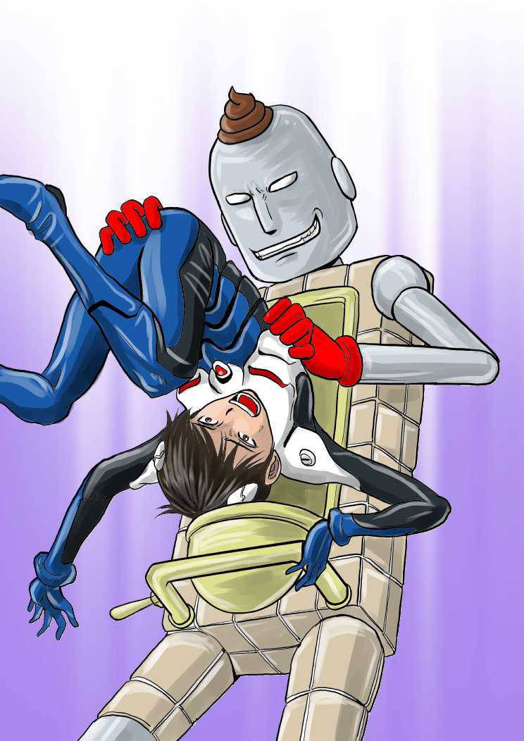 ikari shinji and benkiman (neon genesis evangelion and 1 more) drawn by mizuguchi_naoki