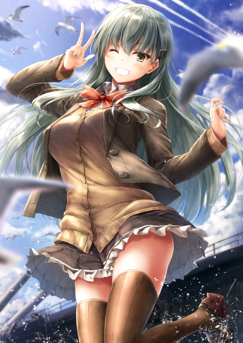 suzuya and suzuya kai ni (kantai collection) drawn by suien