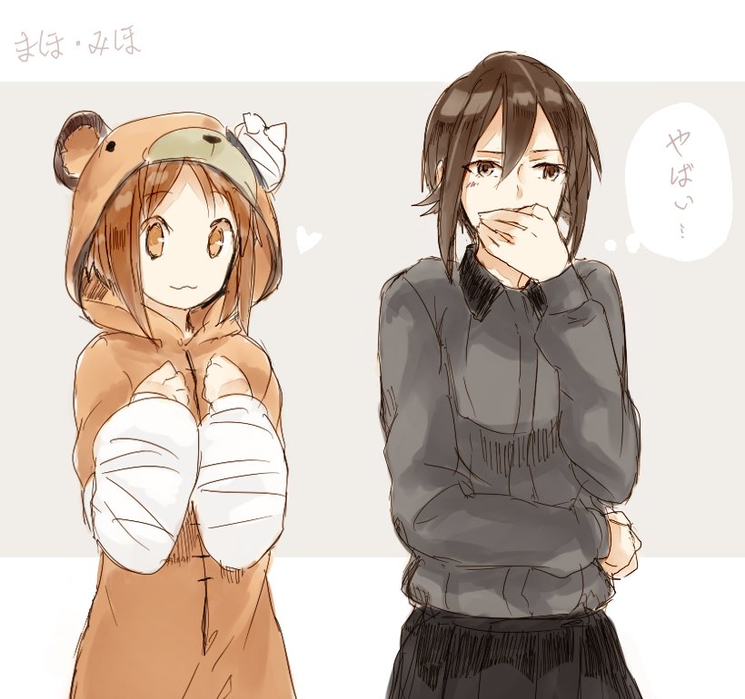 nishizumi miho, nishizumi maho, and boko (girls und panzer) drawn by yuuyu_(777)