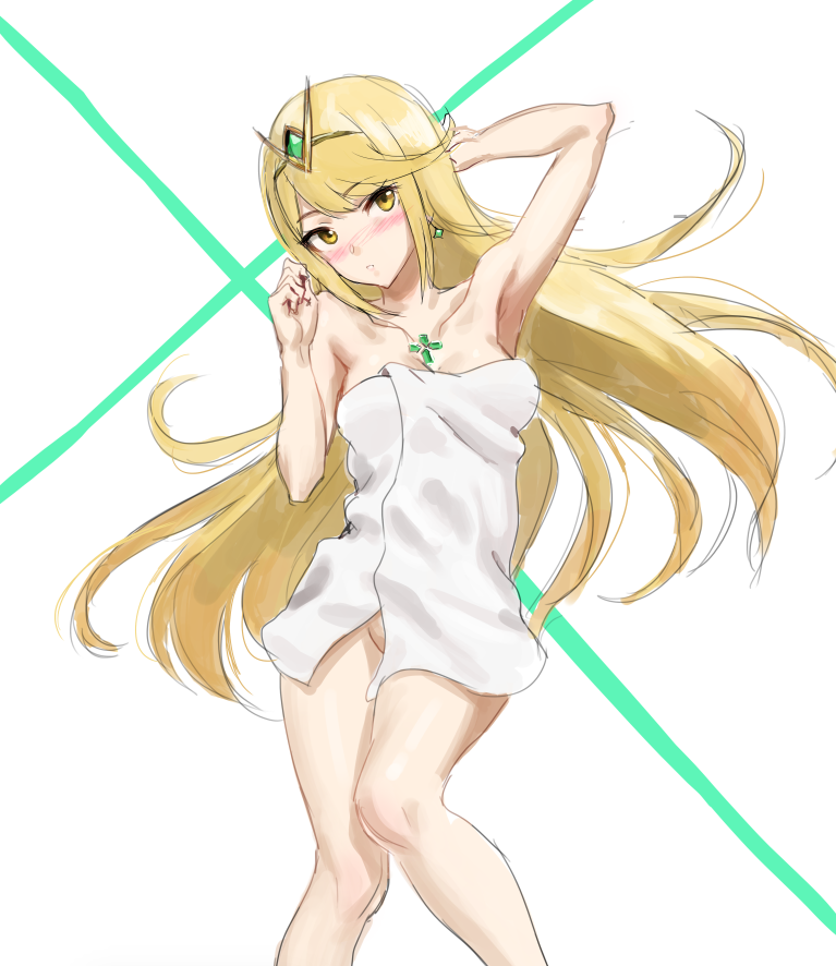 mythra (xenoblade chronicles and 1 more) drawn by athenawyrm