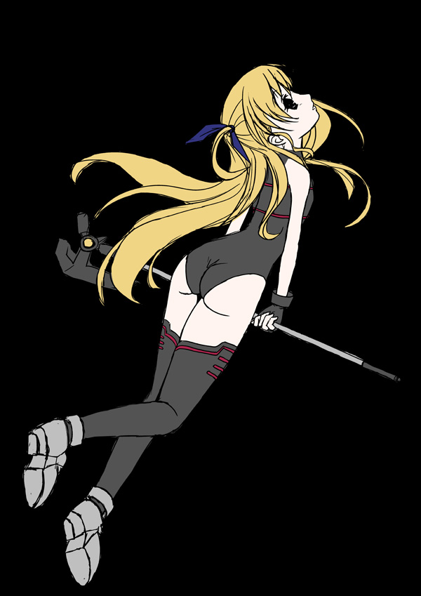 fate testarossa, vivio, and bardiche (lyrical nanoha and 1 more) drawn by frapowa