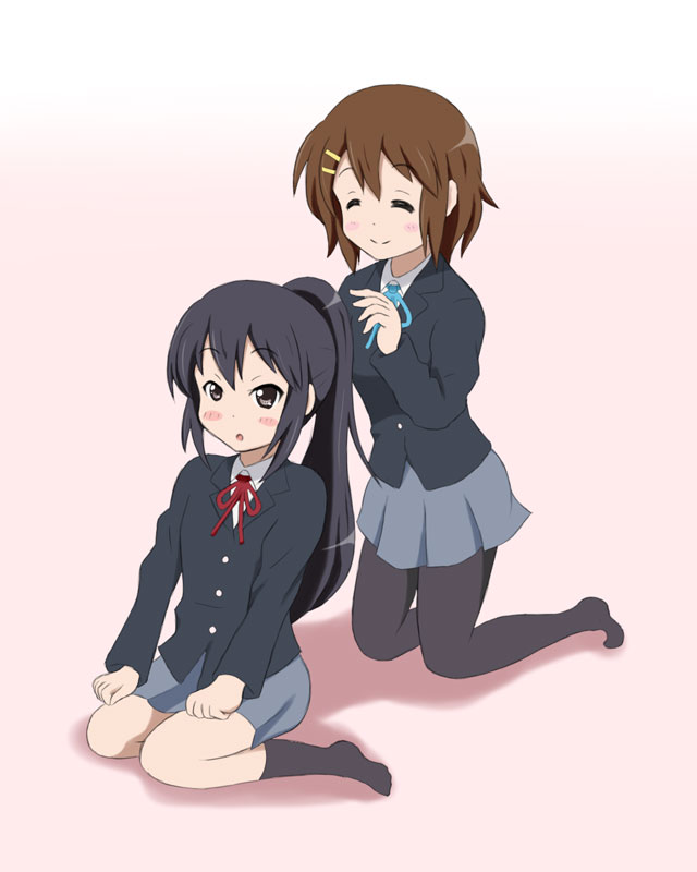 nakano azusa and hirasawa yui (k-on!) drawn by qwer