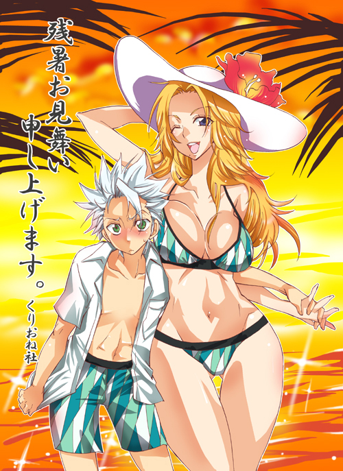 matsumoto rangiku and hitsugaya toushirou (bleach) drawn by yu-ri_(kurione-sha)