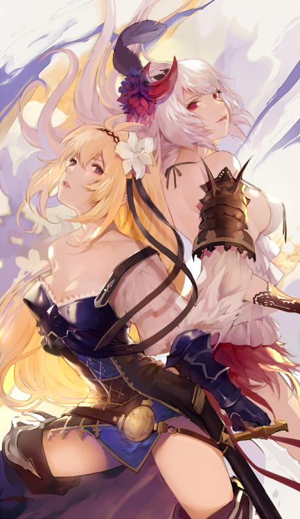 jeanne d'arc and dark jeanne (granblue fantasy) drawn by nido_celisius