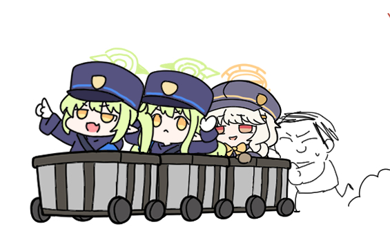 sensei, doodle sensei, hikari, nozomi, and aoba (blue archive) drawn by nyaru_(nyaru_4126)