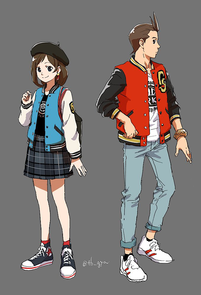 apollo justice and trucy wright (ace attorney) drawn by taba_(tb_gya)