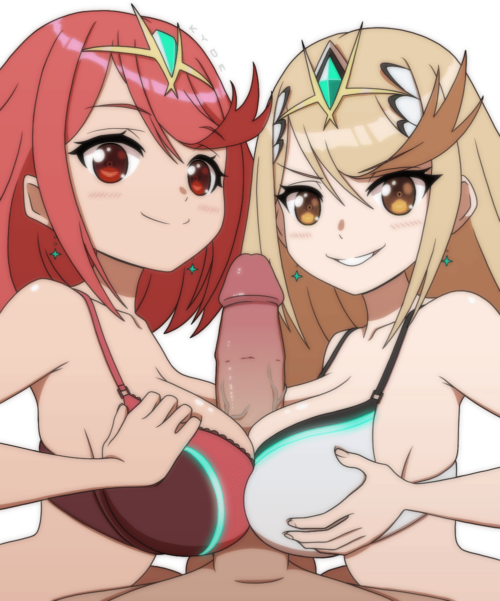 pyra and mythra (xenoblade chronicles and 1 more) drawn by kyde