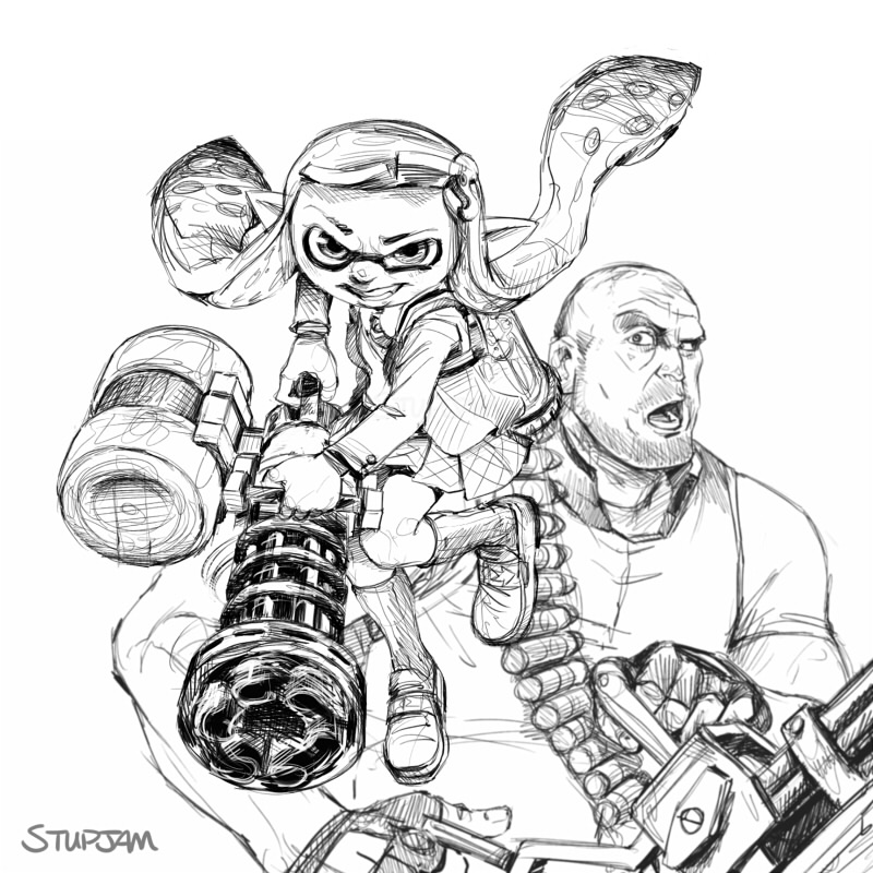 inkling player character, inkling girl, and heavy (splatoon and 2 more) drawn by stup-jam