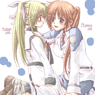 fate testarossa and takamachi nanoha (lyrical nanoha and 2 more) drawn by aihara_(keitora)