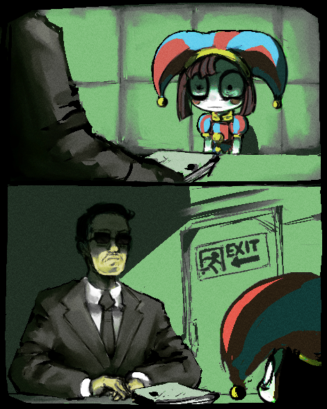 pomni and agent smith (the amazing digital circus and 1 more) drawn by inawon