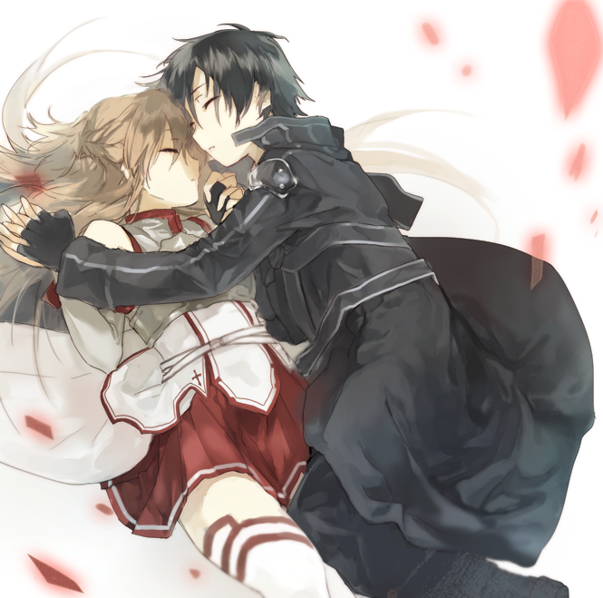 asuna and kirito (sword art online) drawn by nicolat