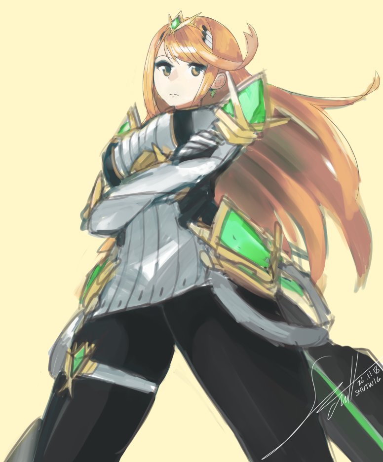 mythra (xenoblade chronicles and 2 more) drawn by shutwig