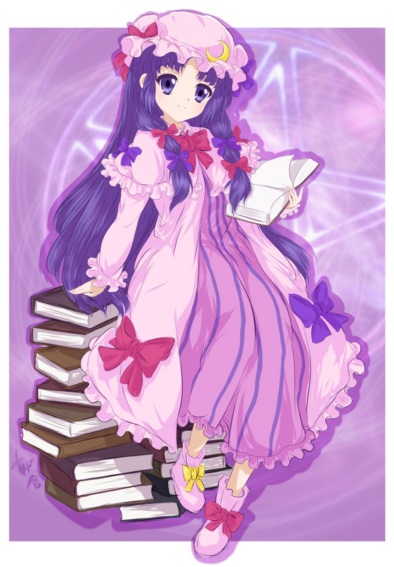 patchouli knowledge and asakura ryoko (touhou and 1 more) drawn by rokujou_jun