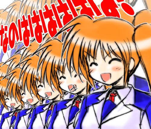 takamachi nanoha (lyrical nanoha and 1 more) drawn by sasaki_soujuurou
