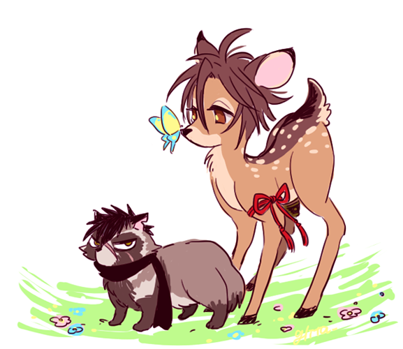 doudanuki masakuni and otegine (touken ranbu) drawn by akirumadeyaru