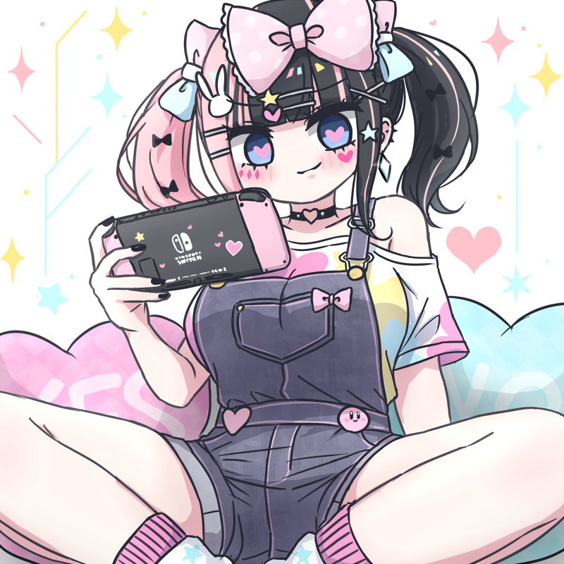 kirby and teremi (indie virtual youtuber and 1 more) drawn by teremi
