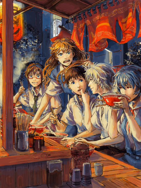 souryuu asuka langley, ayanami rei, ikari shinji, nagisa kaworu, and makinami mari illustrious (neon genesis evangelion and 1 more) drawn by a10