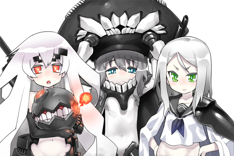wo-class aircraft carrier, ta-class battleship, and anchorage princess (kantai collection) drawn by gengorou
