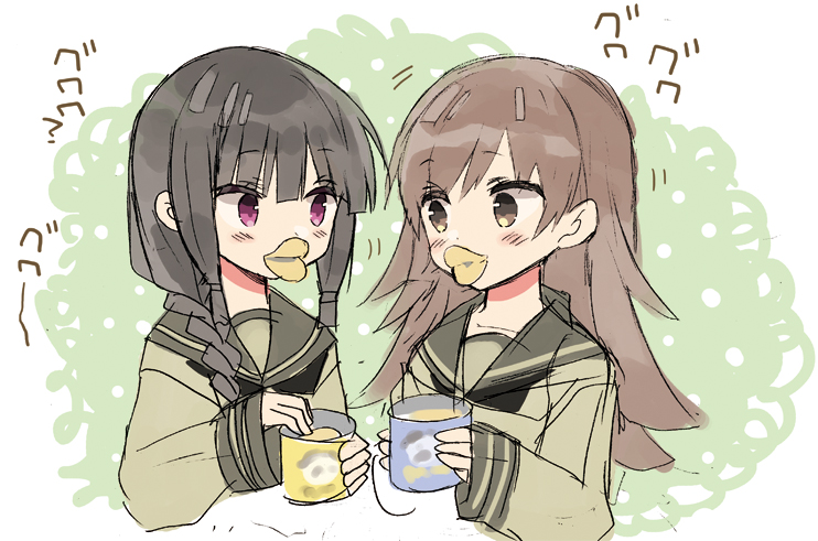 kitakami, ooi, and julius pringles (kantai collection and 1 more) drawn by araki_kanao