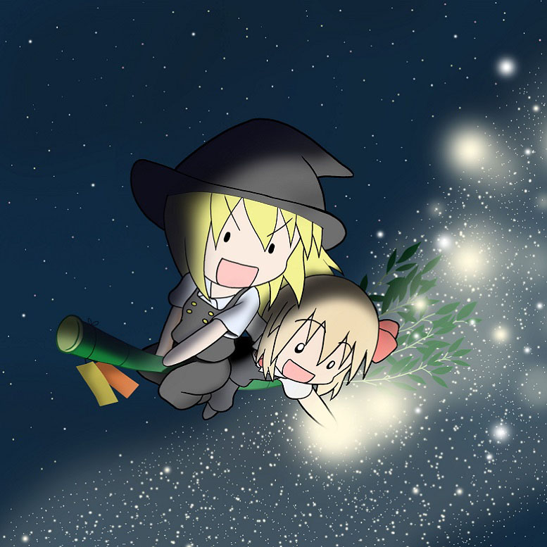 kirisame marisa and rumia (touhou) drawn by rakugaki-biyori